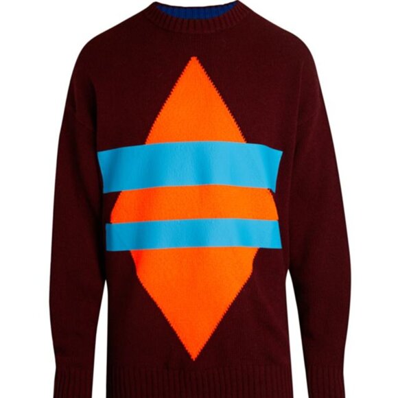Diesel K-Buss Geometric Jacquard Wool Long Sleeve Sweater Pullover Wine  Large - Picture 1 of 10
